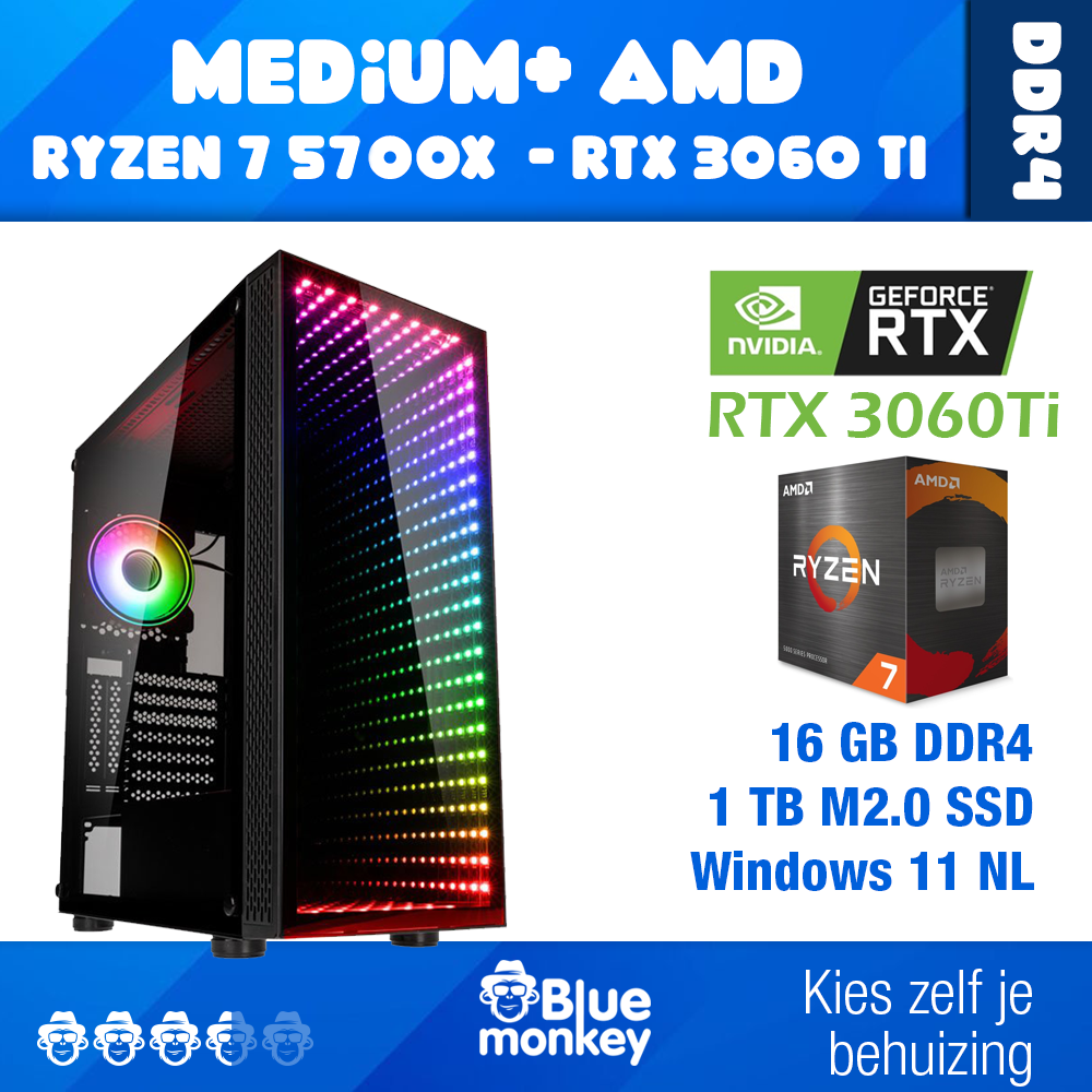 AMDDDR4 Refurbished PC Ryzen 7 5700x – RTX 3060Ti – 16gb DDR4– 1TB